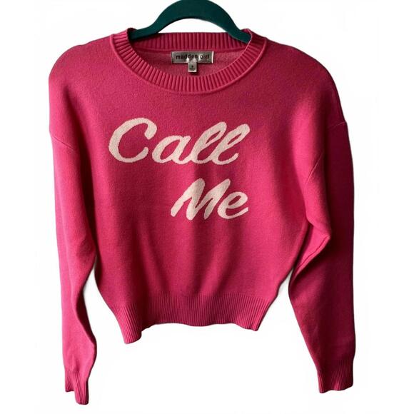 Madden Girl Pink 'Call Me' Sweater, Size Small - Picture 2 of 8